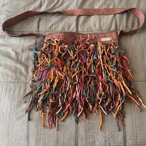 WALLESKA ECOCHICC MULTI-COLOR FRINGE  LEATHER  PURSE